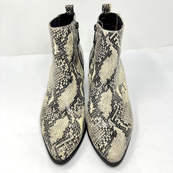 Blondo Waterproof Snakeskin Ankle Boots 10M Leather Block Heel Zip Booties - Picture 14 of 14